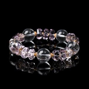 B15A0003 Natural Clear Quartz & Amethyst Mixed Bracelet