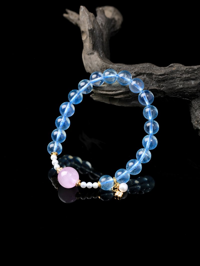 B15A0017 Natural Aquamarine Bracelet 9MM