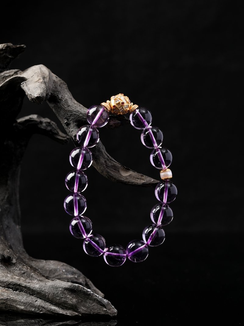 B15A0021 Natural Bolivian Amethyst Bracelet 11MM