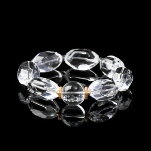 B15A0096 Natural Faceted Clear Quartz Bracelet 15MM