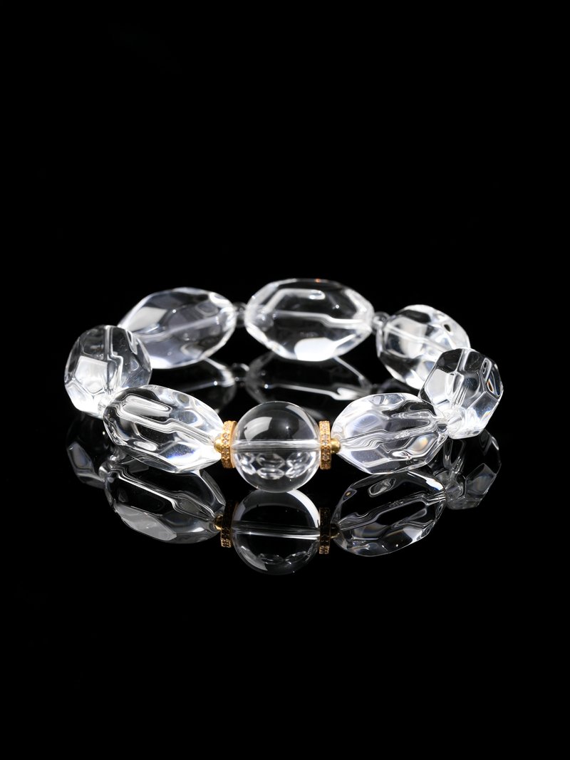 B15A0096 Natural Faceted Clear Quartz Bracelet 15MM