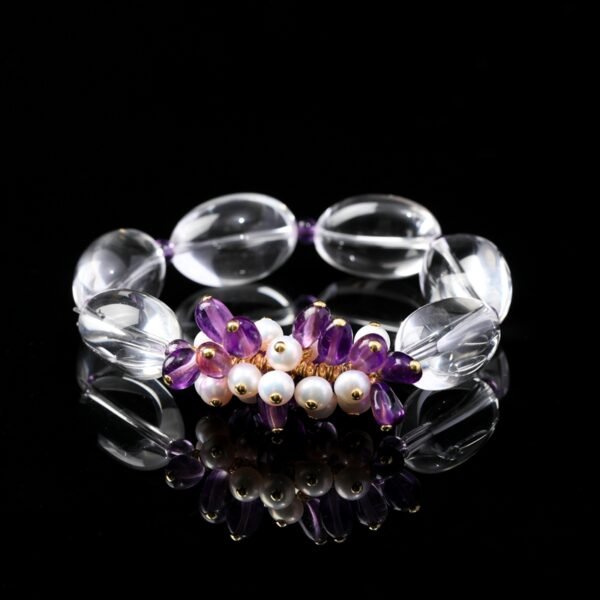 Natural Freeform Clear Quartz & Amethyst Bracelet15MM