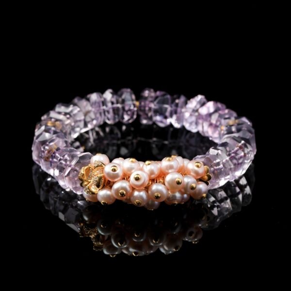 B15A0159 Natural Uruguayan Amethyst Bracelet Paired with Freshwater Pearls