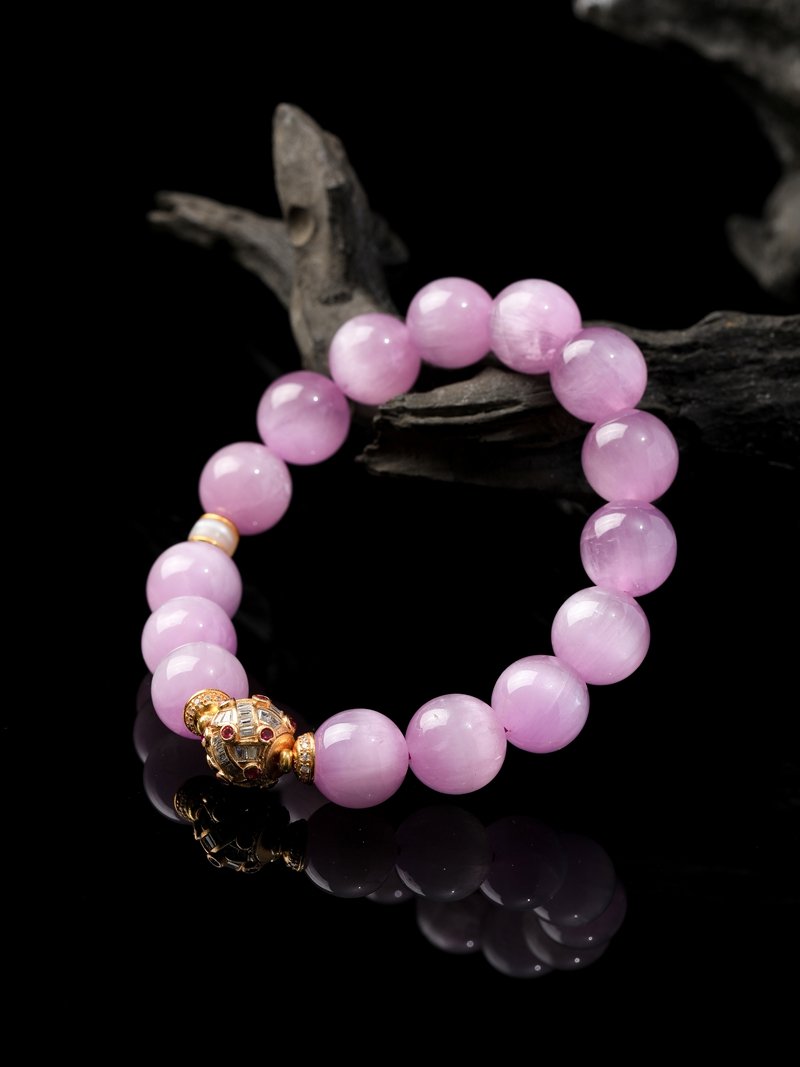B15A0163 Natural Cat's Eye Kunzite Bracelet