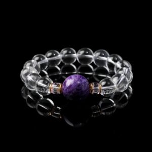 B15A0171 Natural Clear Quartz & Charoite Bracelet