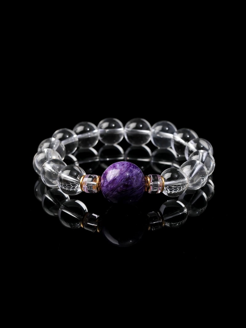 B15A0171 Natural Clear Quartz & Charoite Bracelet