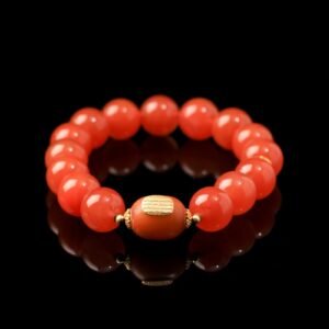 B15A0199 Natural Red Agate Bracelet with Amber