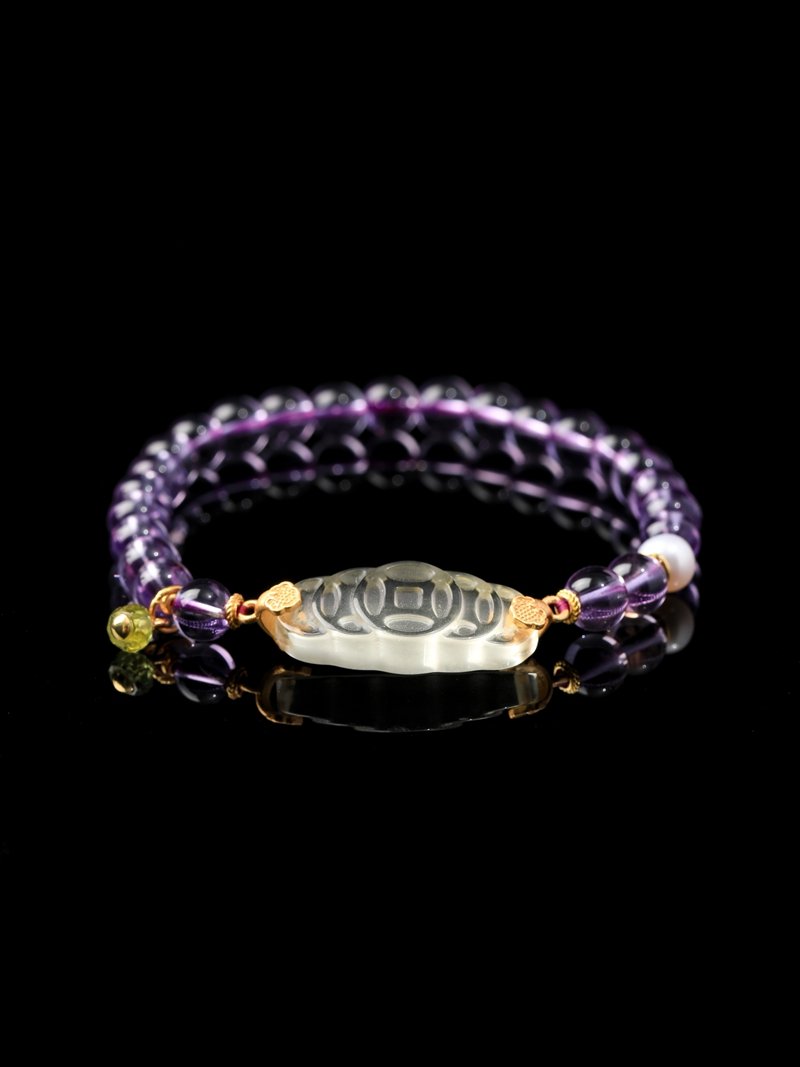 Natural Brazilian Amethyst Abacus-shaped Bracelet 7MM