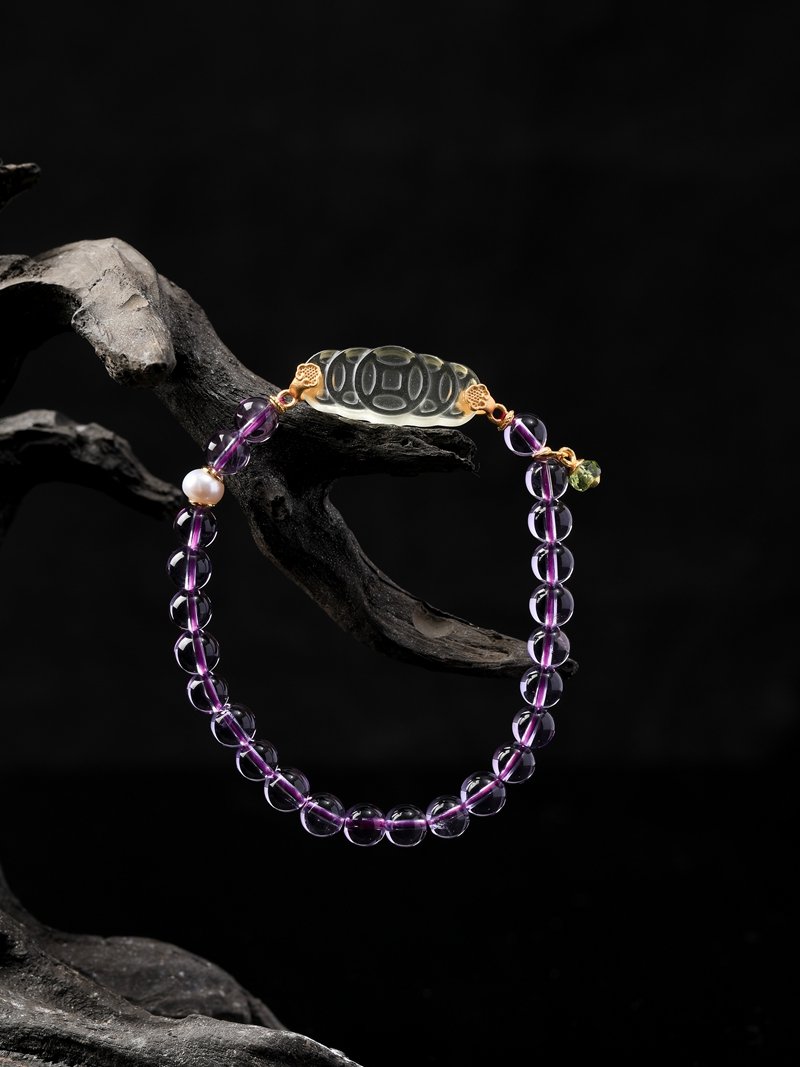 Natural Brazilian Amethyst Abacus-shaped Bracelet 7MM