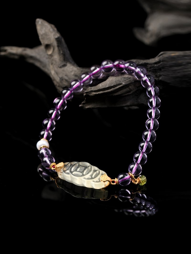 Natural Brazilian Amethyst Abacus-shaped Bracelet 7MM