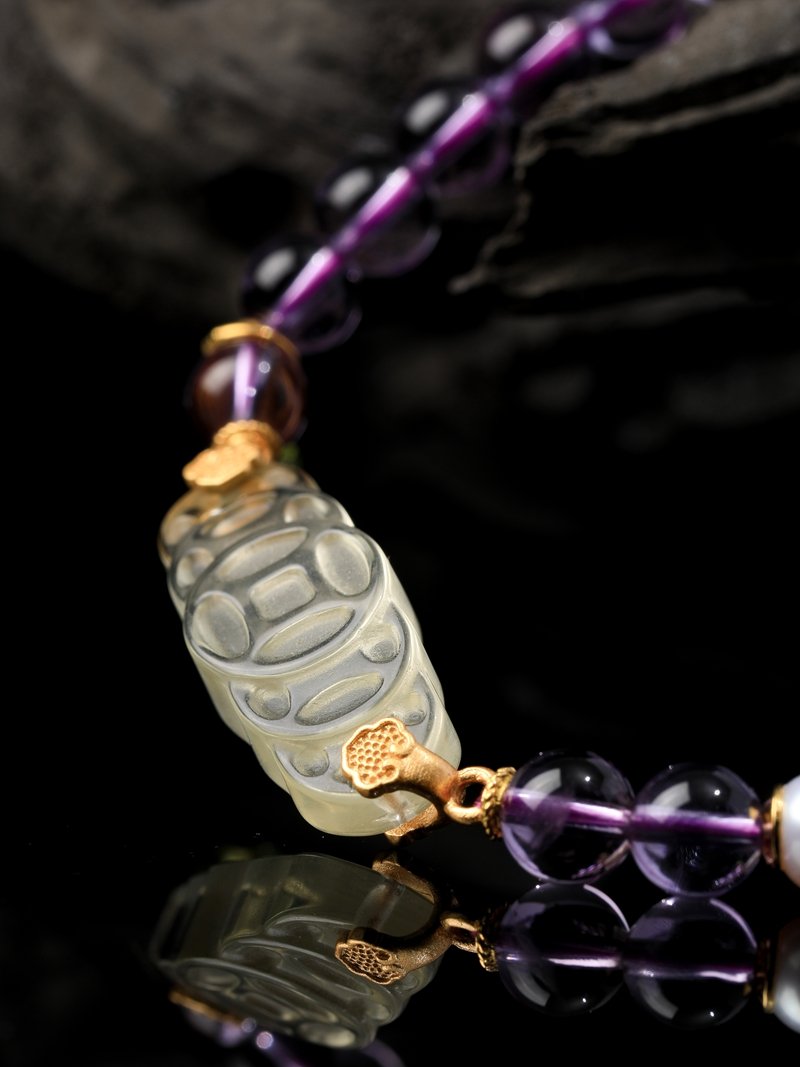 Natural Brazilian Amethyst Abacus-shaped Bracelet 7MM