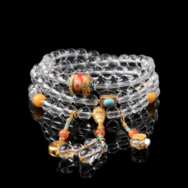 White Crystal Necklace/3-ring bracelet 7MM＋+