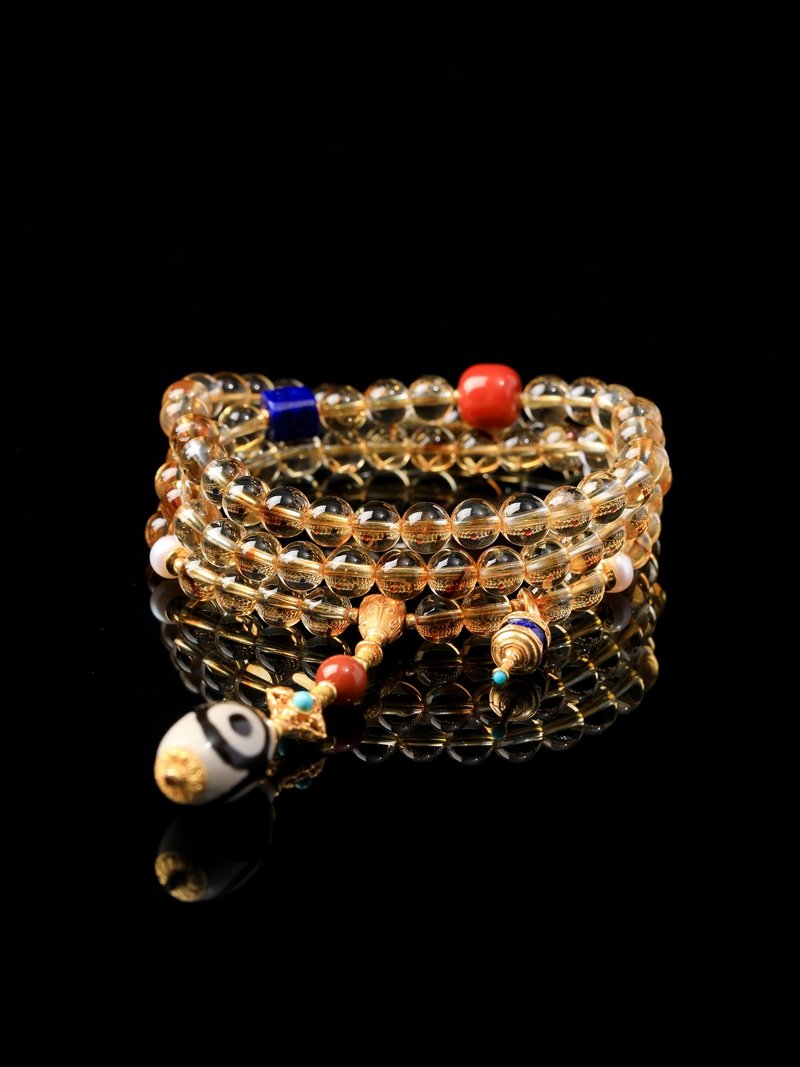 B15A0253 Citrine necklace/three-ring bracelet