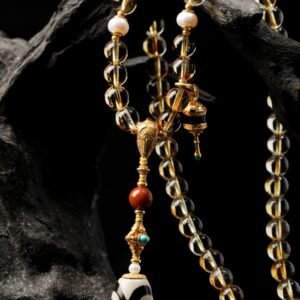 B15A0256 Citrine necklace/three-ring bracelet