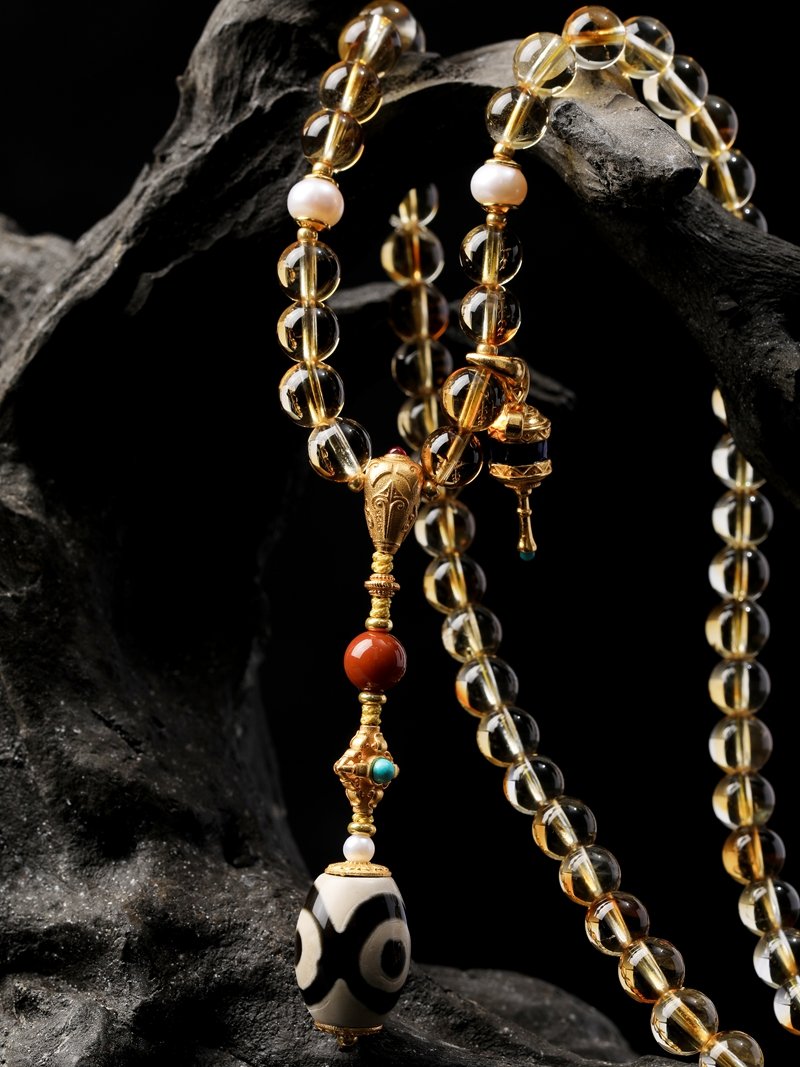 B15A0256 Citrine necklace/three-ring bracelet