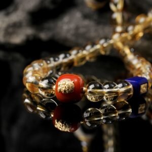 B15A0257 Citrine necklace/three-ring bracelet