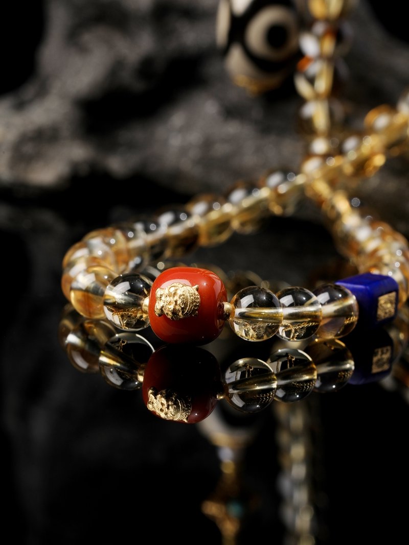 B15A0257 Citrine necklace/three-ring bracelet