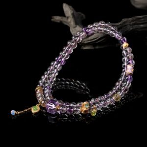 B15A0262 Uruguayan Amethyst Necklace / 3-Strand Bracelet 5MM