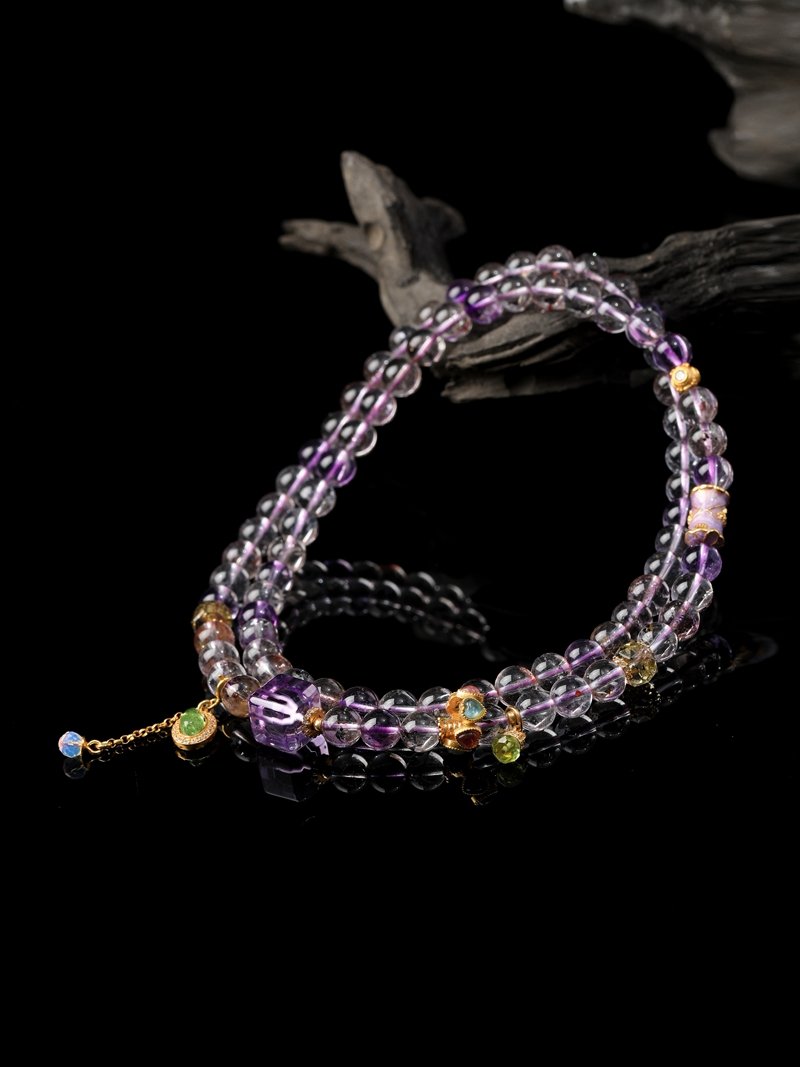 B15A0262 Uruguayan Amethyst Necklace / 3-Strand Bracelet 5MM