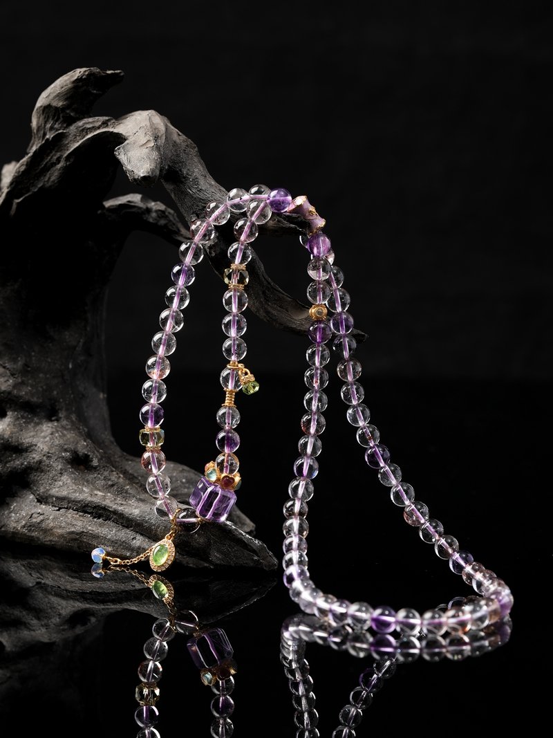 B15A0265 Uruguayan Amethyst Necklace / 3-Strand Bracelet 5MM