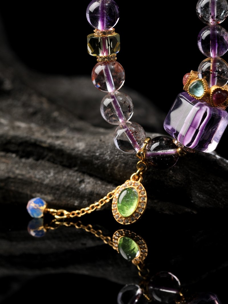 B15A0266 Uruguayan Amethyst Necklace / 3-Strand Bracelet 5MM