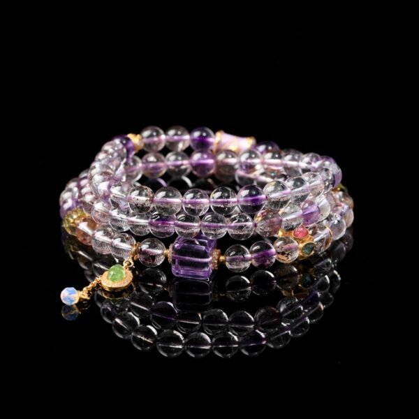 B15A0269 Natural Brazilian Amethyst Necklace / 3-Strand Bracelet 6MM