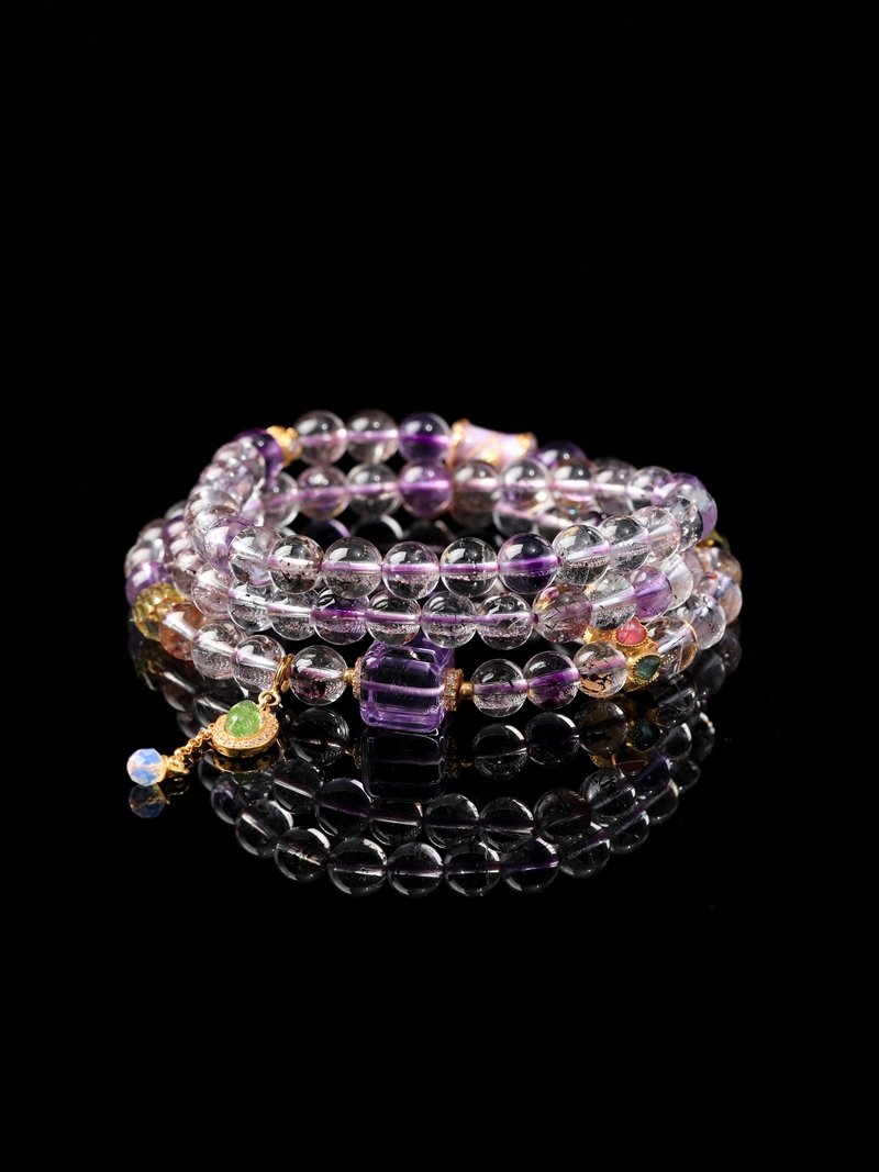 B15A0269 Uruguayan Amethyst Necklace / 3-Strand Bracelet 5MM