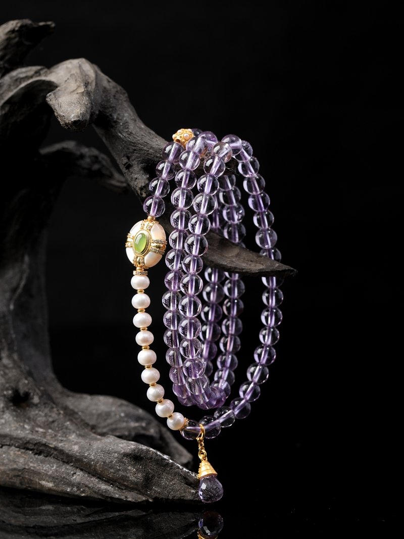 Natural Brazilian Amethyst Necklace / 3-Strand Bracelet 6MM