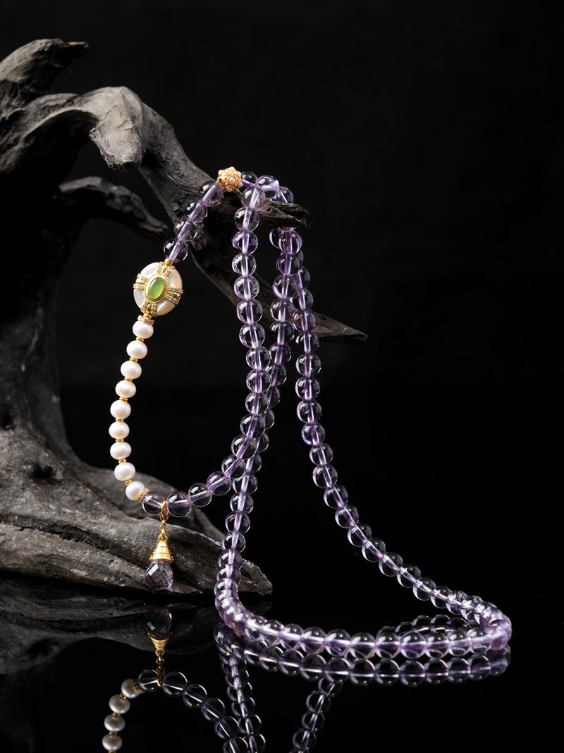 Natural Brazilian Amethyst Necklace / 3-Strand Bracelet 6MM