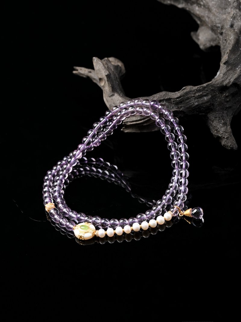 Natural Brazilian Amethyst Necklace / 3-Strand Bracelet 6MM
