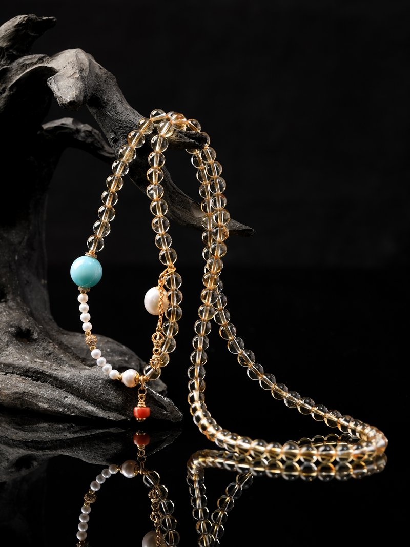 Citrine necklace/three-ring bracelet 6MM＋+