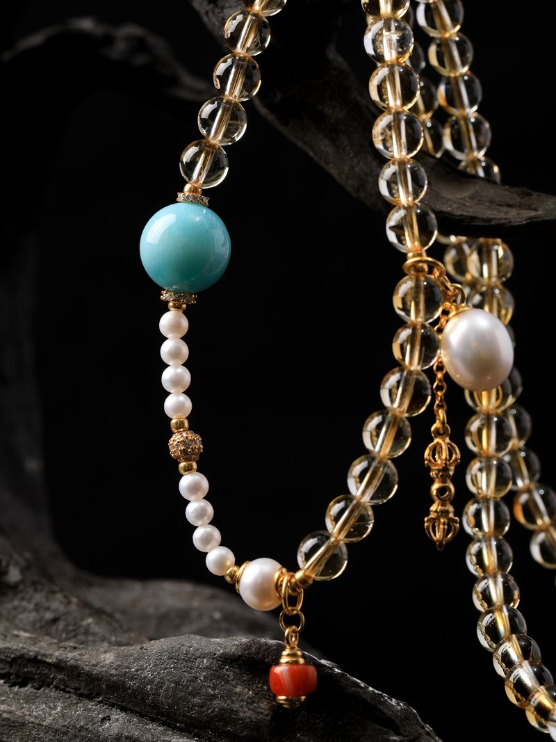 Citrine necklace/three-ring bracelet 6MM＋+