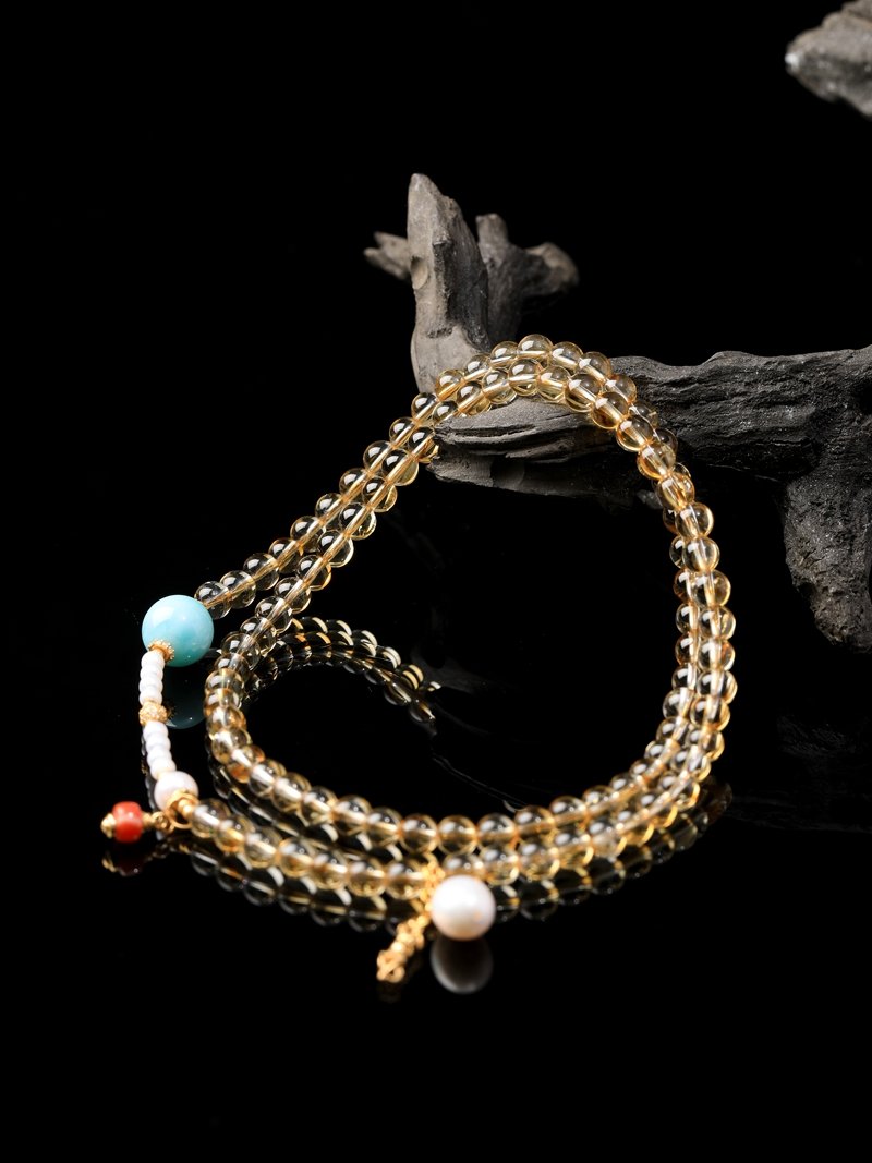 Citrine necklace/three-ring bracelet 6MM＋+