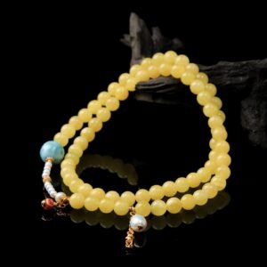 B15A0279 Natural Amber Necklace & 3-Loop Bracelet