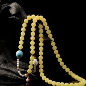 B15A0280 Natural Amber Necklace & 3-Loop Bracelet