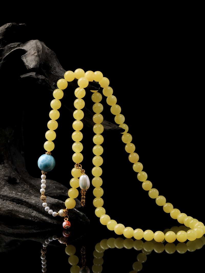 B15A0280 Natural Amber Necklace & 3-Loop Bracelet