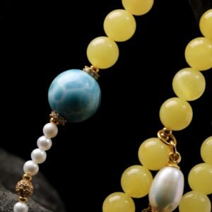 B15A0282 Natural Amber Necklace & 3-Loop Bracelet