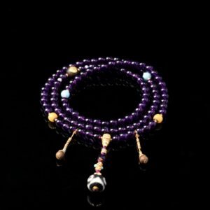 Natural Amethyst 108-Bead Hand-Knotted Mala