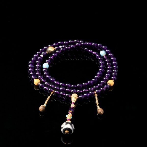 B15A0320 Natural Amethyst 108-Bead Hand-Knotted Mala