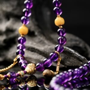 Natural Amethyst 108-Bead Hand-Knotted Mala