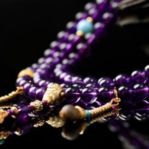 Natural Amethyst 108-Bead Hand-Knotted Mala