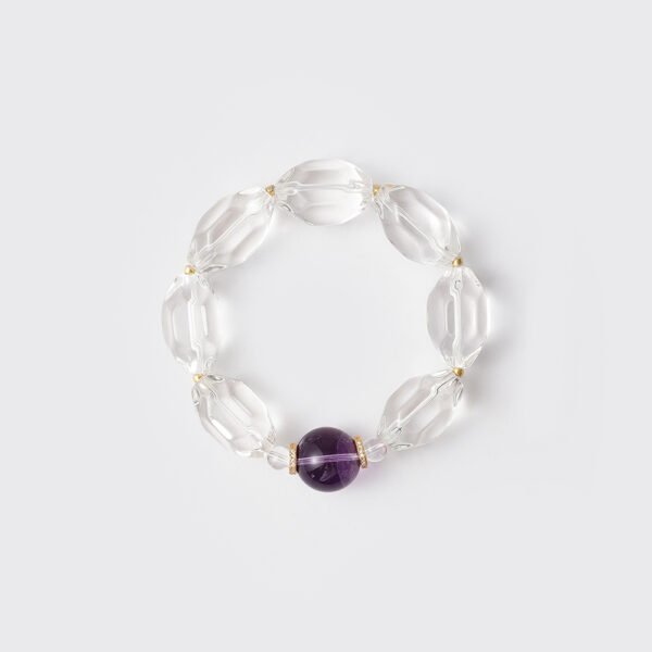 Natural Freeform Clear Quartz & Amethyst Bracelet15MM