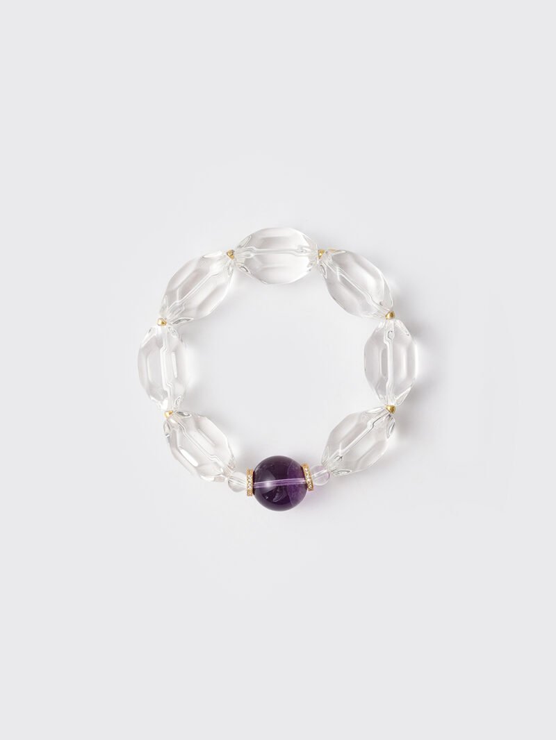 Natural Freeform Clear Quartz & Amethyst Bracelet15MM