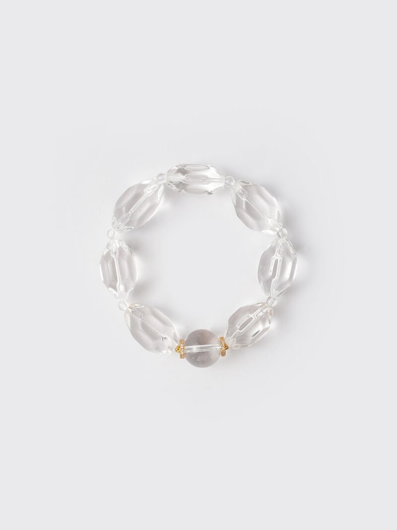 DSC01224 Natural Faceted Clear Quartz Bracelet 15MM