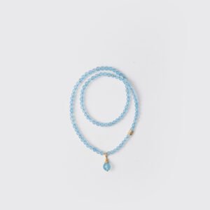 Natural Aquamarine Necklace & 3-Loop Bracelet 6MM