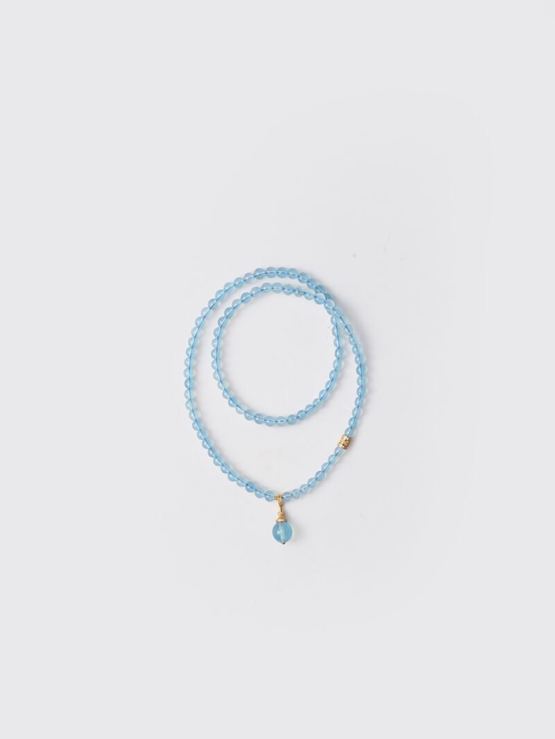 Natural Aquamarine Necklace & 3-Loop Bracelet 6MM