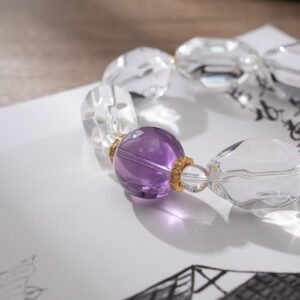 Natural Freeform Clear Quartz & Amethyst Bracelet15MM