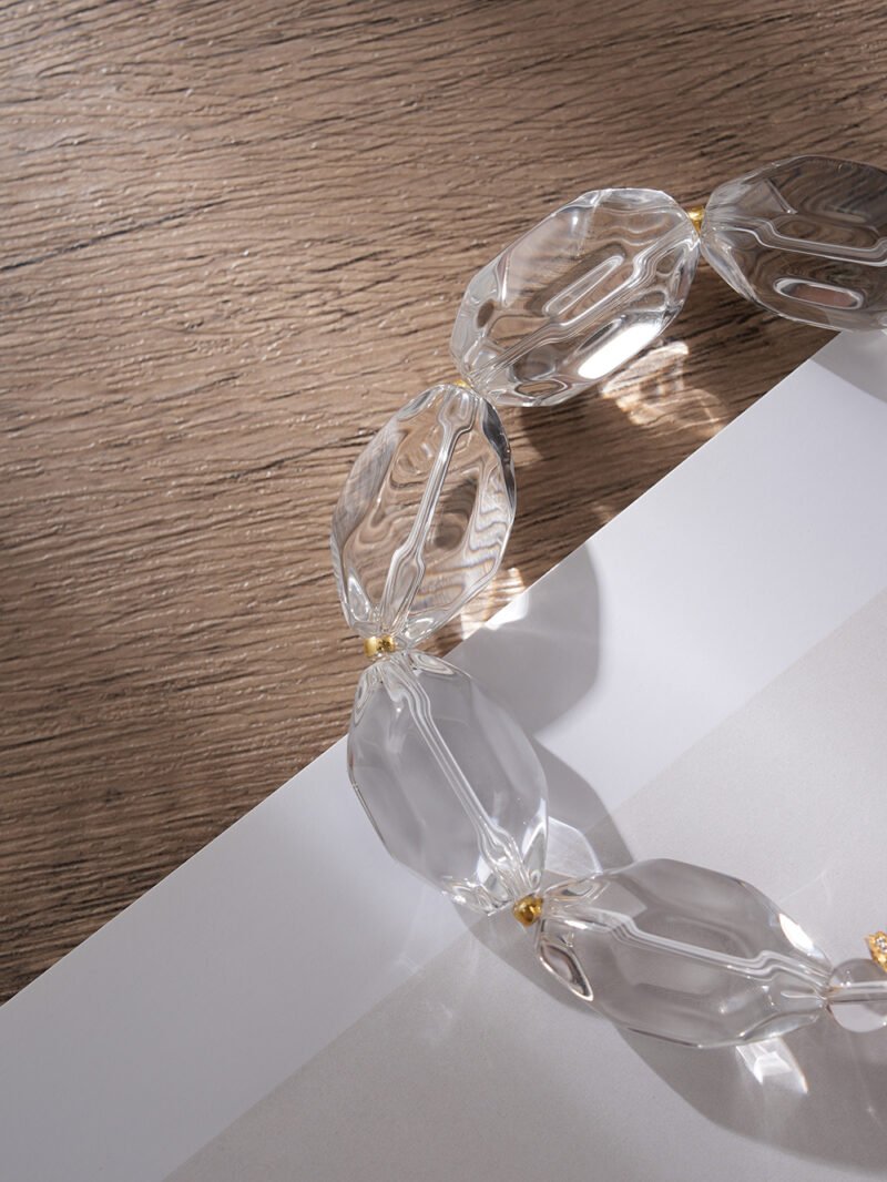 Natural Freeform Clear Quartz & Amethyst Bracelet15MM