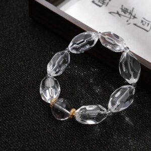 DSC01348 Natural Faceted Clear Quartz Bracelet 15MM