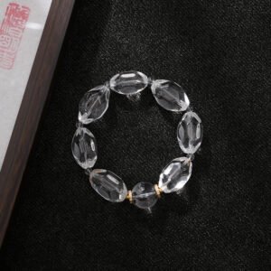 DSC01350 Natural Faceted Clear Quartz Bracelet 15MM